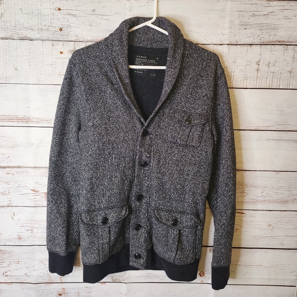 J.Crew Dark Grey Men's Outerwear Fleece Button Up Sweater Cardigan...XS - Picture 1 of 7